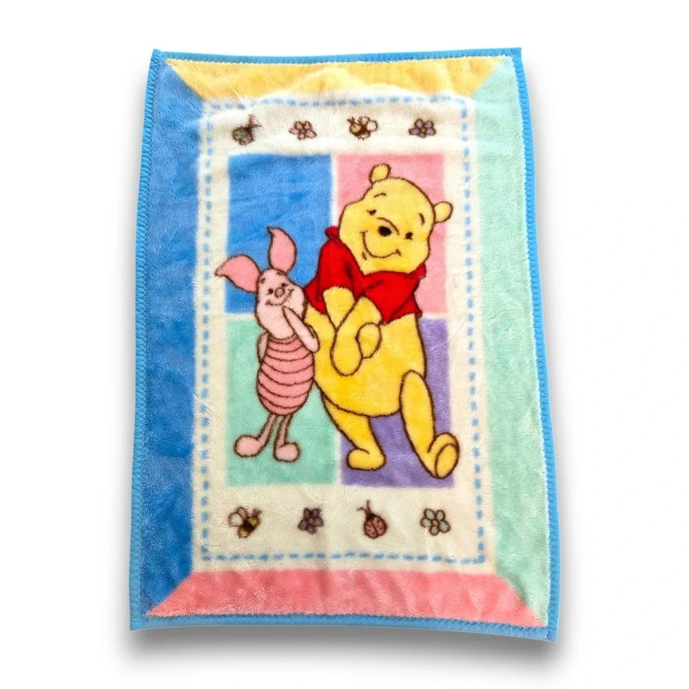 Vintage Crown Crafts Winnie the Pooh Piglet Colorblock Baby Crib Blanket 30x45